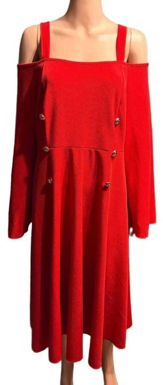 SHEIN CURVE Plus Size Red Off The Shoulder Fit And Flare Long Dress 2XL